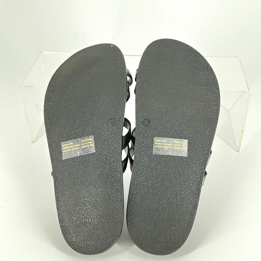 Seychelles Size 8 Black Leather Strappy Toe Loop Slide Sandals Rule the World - Picture 8 of 15